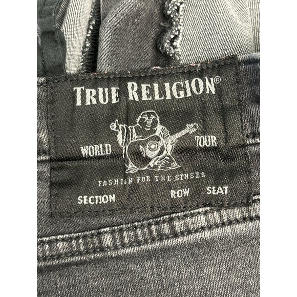 True Religion Mens Logan Relaxed Taper Distressed Jeans Size 34 Gray Denim - Picture 7 of 10